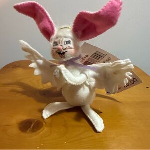 Annalee Collectable  White Bunny Ornament with Pink Ears